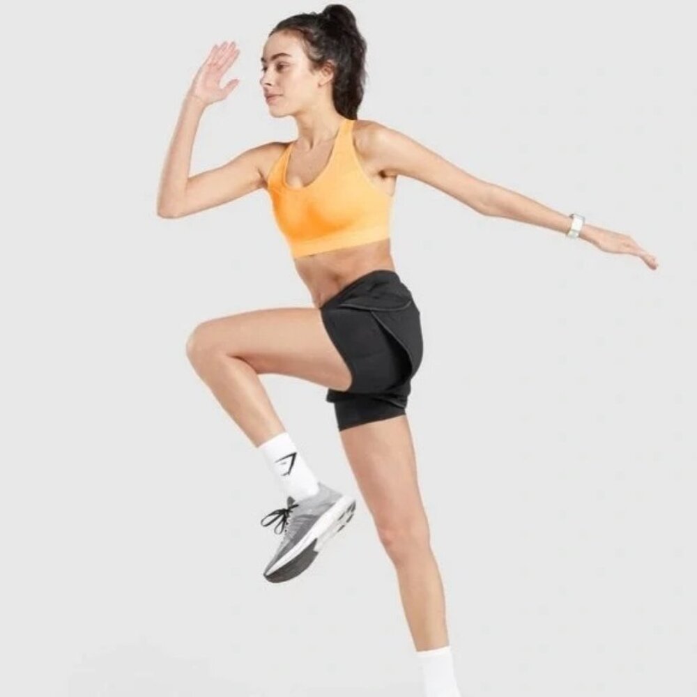 Leg3nd Black High Rise Flexible Two In One Running Shorts 2X gray